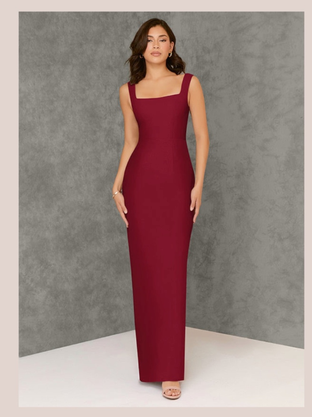 Azazie Chiffon Burgundy Dress (Cabernet) - Picture 2 of 3
